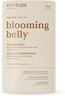 ATTITUDE Plastic-Free Nursing Balm Bar, Made in Canada, Safe for Nursing, Plant and Mineral-Based Ingredients, Vegan and Cruelty-free Maternity Products, Unscented, 30 grams
