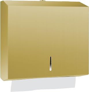 Stardrix Paper Towel Dispenser Wall Mount, Brushed Gold Stainless Steel Commercial Paper Towel Holder with Lock, Large Capacity 250 C Fold/300 Multifold Towels