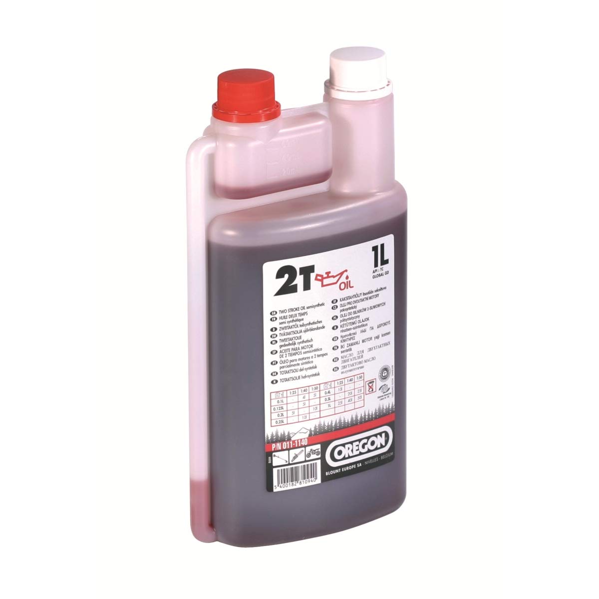 Oregon 2-Stroke Engine Oil, Twin Neck 1 Litre Bottle | Self-Mixing Partly Synthe