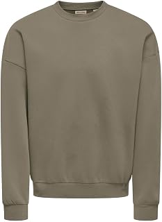 ONSCERES Men's Basic Regular Fit Long-Sleeved Sweatshirt without Hood