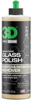 3D Glass Polish – Cerium-Oxide Based Window Polish, Light &amp; Fine Glass Scratch Remover for Car Windows – Restores Clarity &amp; Removes Wiper Marks, Swirls, Water Spots - 16oz