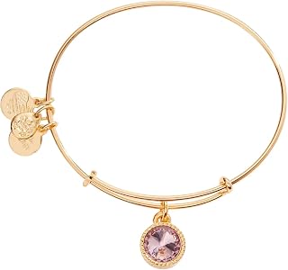 Alex and Ani Birthstones Expandable Bangle for Women, Birthday Crystal Charms, Shiny Finish, 2 to 3.5 in