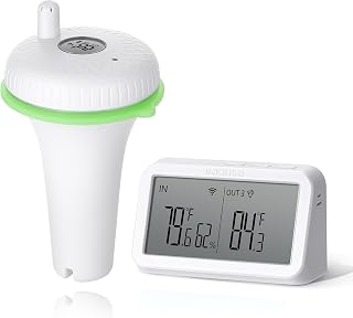 INKBIRD IBS-P02R Floating Wireless Thermometer Set with Indoor Temperature Humidity Monitor, IPX7 Waterproof, for Swimming Pools, Hot Tubs, Small Ponds, Aquariums