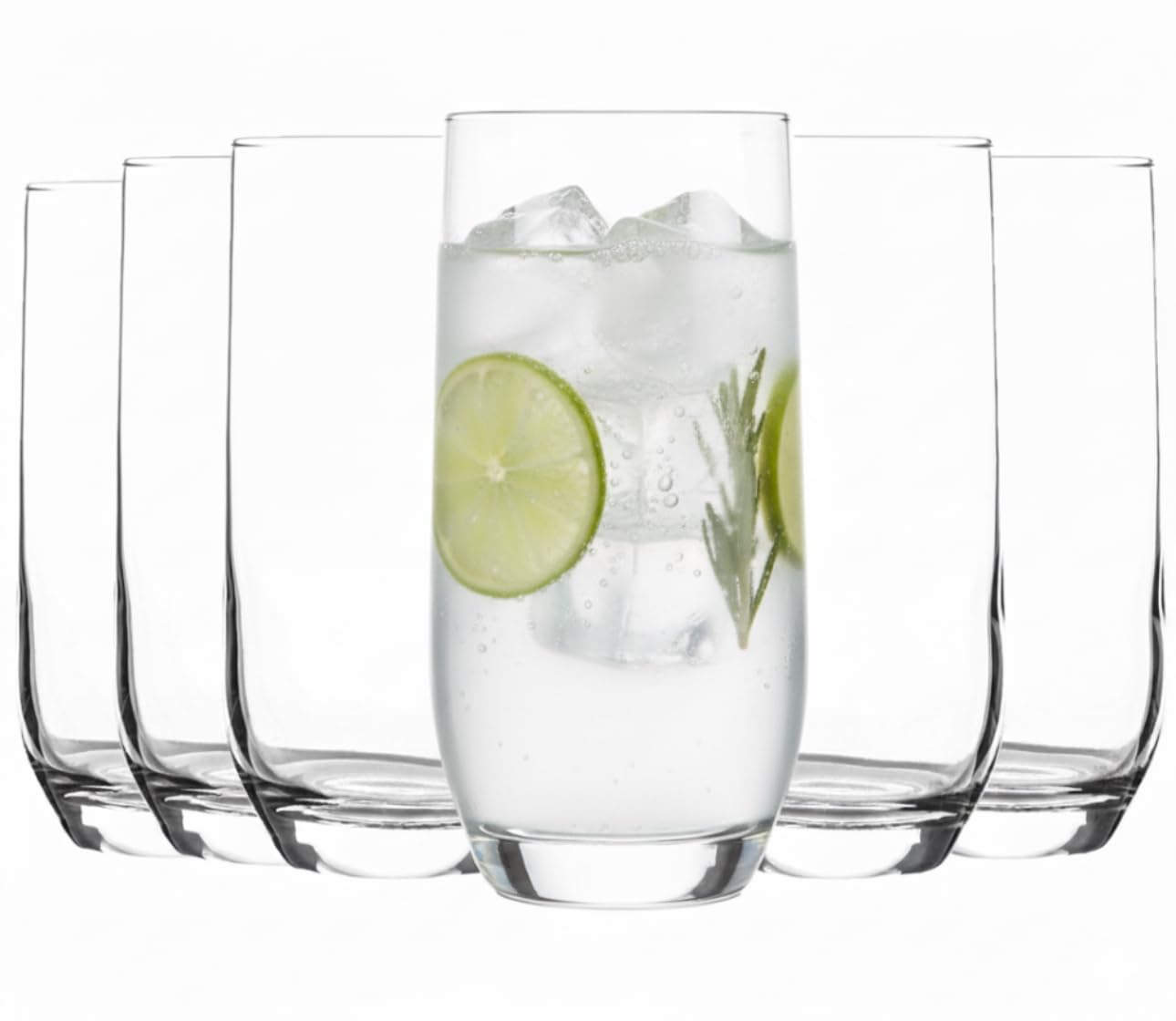 Acense 6 x Highball Glasses - Tall Hi Ball Glass Water Gin Juice Cocktail Drinki