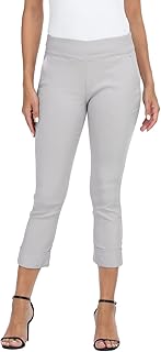 HDE Pull On Capri Pant for Women w/Pockets Elastic Waist Cropped Work Pant