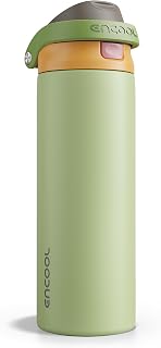 ENCOOL Leakproof Insulated Water Bottle with Straw Dual-Sip Water Bottle Bag-Safe Design for Work, Commute & Gym – Keeps Drinks Cold All Day, 24 oz, Sage Green