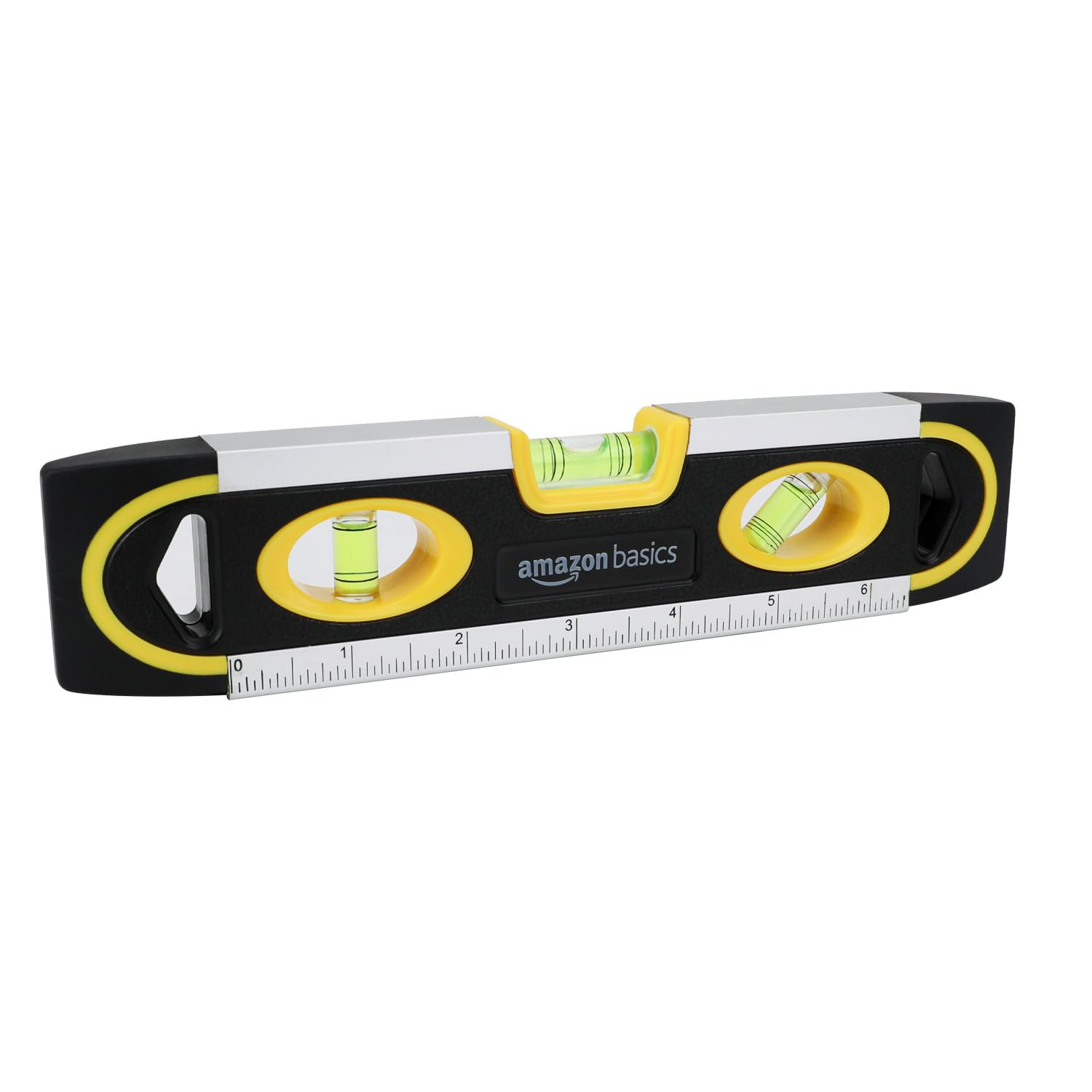 Amazon Basics 9-Inch Magnetic Torpedo Level and Ruler, Easy to Use, 180/90/45 De