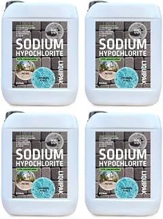 Sodium Hypochlorite 9.9% 4x5L - Powerful Patio Cleaner & Black Spot Remover | For Water Purification & Odour Removal | Outdoor Surface & Swimming Pool Treatment