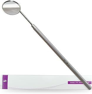 MJW Dental Mouth Mirror [Size 5 – Stainless Steel] – Dentist Tooth Inspection Mirror for Oral Examination, Hygienists & Eyelash Extension – Disinfectable & Durable