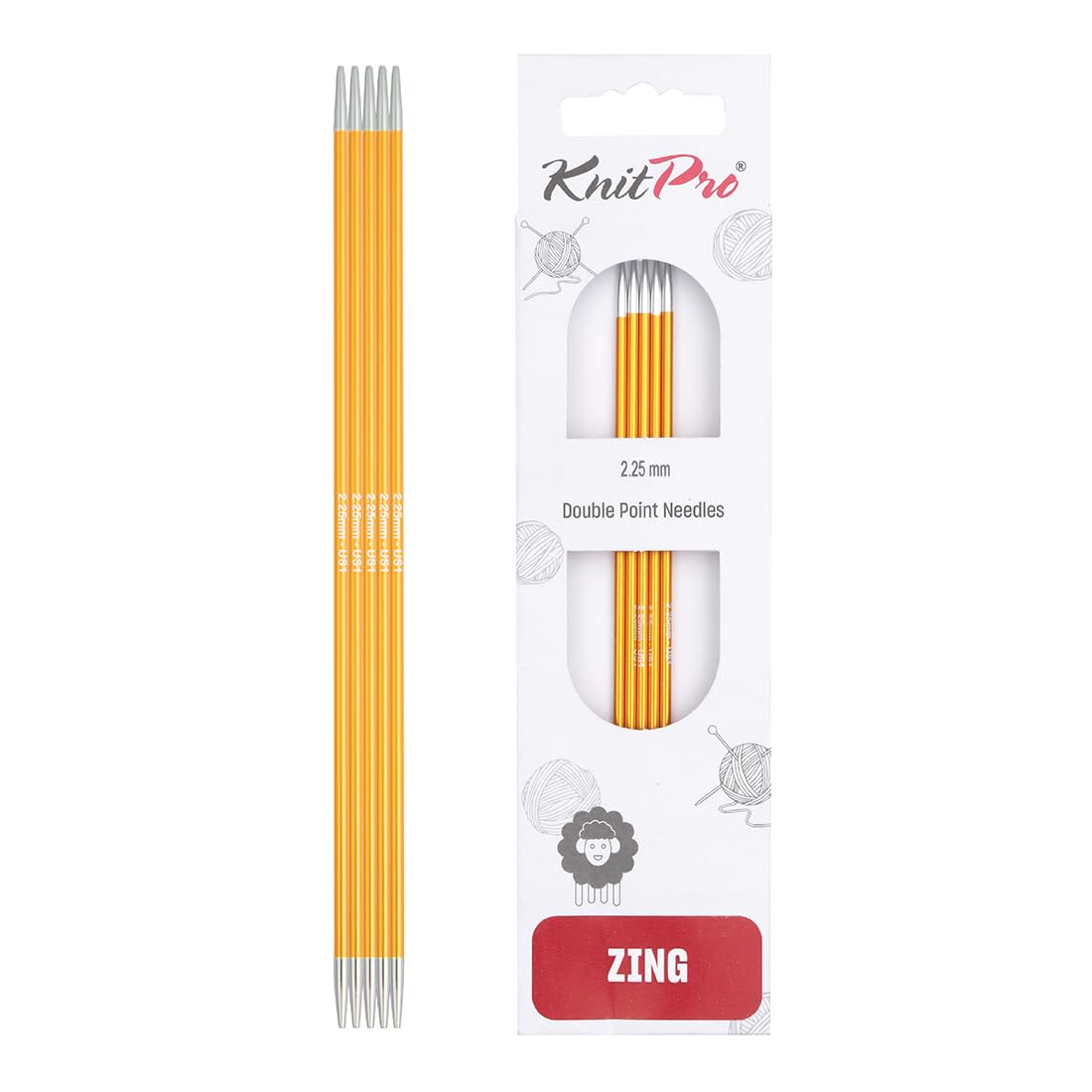 KnitPro Zing Double Pointed Needles 6" (15cm) | US Size 1 (2.25mm)