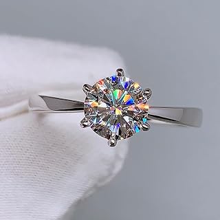 6 Prong Round Cubic Zirconia Solitaire Engagement Ring for Women