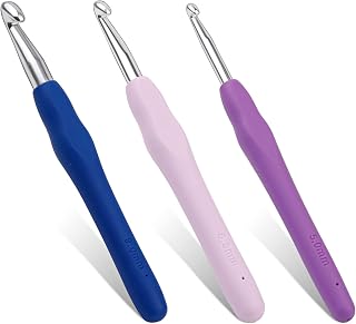 3 Sizes Crochet Hooks 5.0mm 6.5mm 9.0mm Crochet Hooks for Arthritic Hands | Ergonomic Crochet Hooks, 5.5 inch Long with Soft Rubber Handle for Beginners Crochet Needle for Sweaters, Scarves and Hats