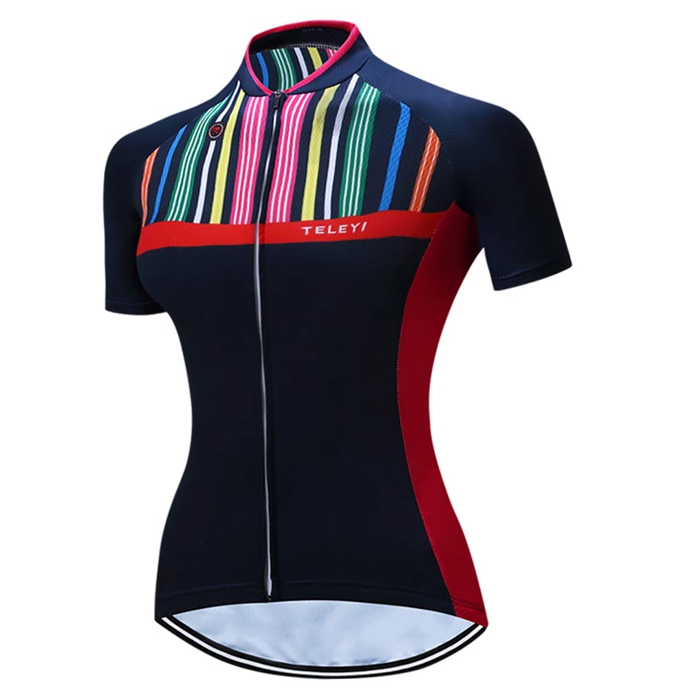 Ladies Cycling Jersey Short Sleeve 3 Pockets Reflective S-3XL