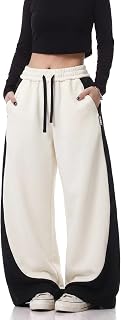 EMMIOL Pantaloni della tuta larghi da donna Y2K, pantaloni da jogging a vita alta a gamba larga, elasticizzati, atletica, casual, streetwear