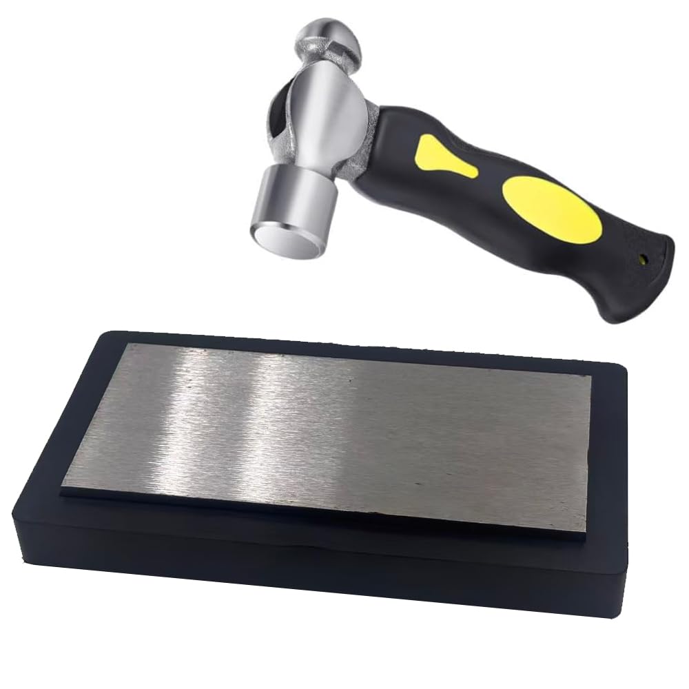 7.8"x4.2"Steel Bench Block Flat Anvil Jewelers Tool with Tough Rubber Block,Jewe