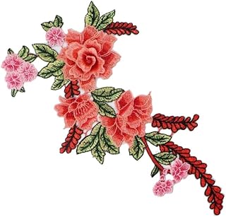 Rose Flower 3D Embroidered Patch for Clothes Clothes Accessories (Orange)