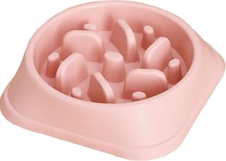 Milasic ER-FDPT-LPK Dog Prevention Bowl for Medium-Sized Dogs, Labyrinth Design, Spit-Up, Choking Prevention, Strong Anti-Slip, Overeating Prevention, Food Plate (Light Pink)