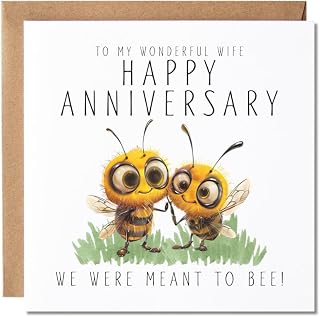 Maise & Rose Wife Anniversary Card We Were Ment To Bee 173 | Wedding Anniversary Card, Cute Bumble Bee, Wonderful Wife, Premium 300gsm Card, Fully Recyclable, Made In The Uk