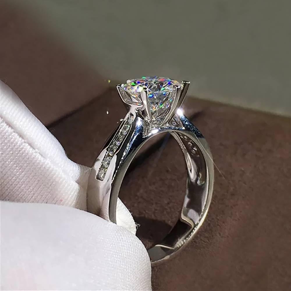 Luxury 6 Claws Cubic Zirconia Rings for Women Eternity Wedding Jewelry
