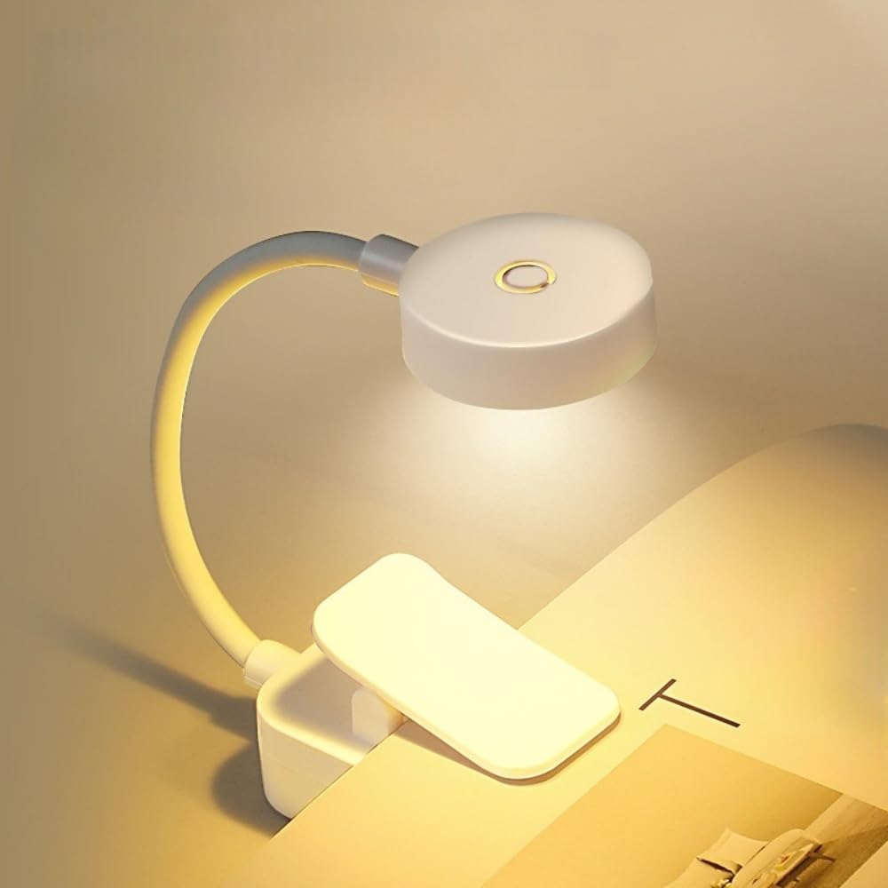 Clip On Reading Light Eye Caring 3 Color-Temperatures Rotate Gooseneck Arm for R