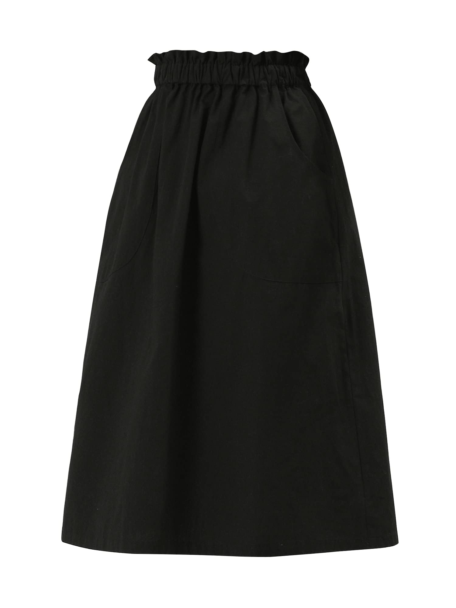 Allegra K Women's Cotton A-Line Skirt Elastic High Waist Casual Midi Skirts