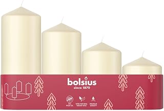 Bolsius Set of 4 Smooth Advent Candles - Various Sizes 12-10-8-6 cm - Ø48 mm - Decorative - for the Home - Long Lasting - Unscented - With Natural Vegetable Wax - Palm Oil Free