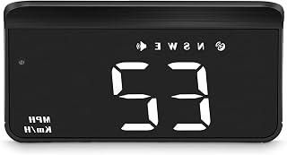 HUD GPS Speedometer, M1 white,AMROOLOO Windshield Mount Digital MPH Display for All Cars
