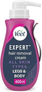 Veet Expert Hair Removal Cream, 400ml, All Skin Types, Lasting Smoothness | Long Lasting Smoothness up to 7 days, Effective from 2 mins, works even on tougher hair, 48hr hydration, Legs & Body