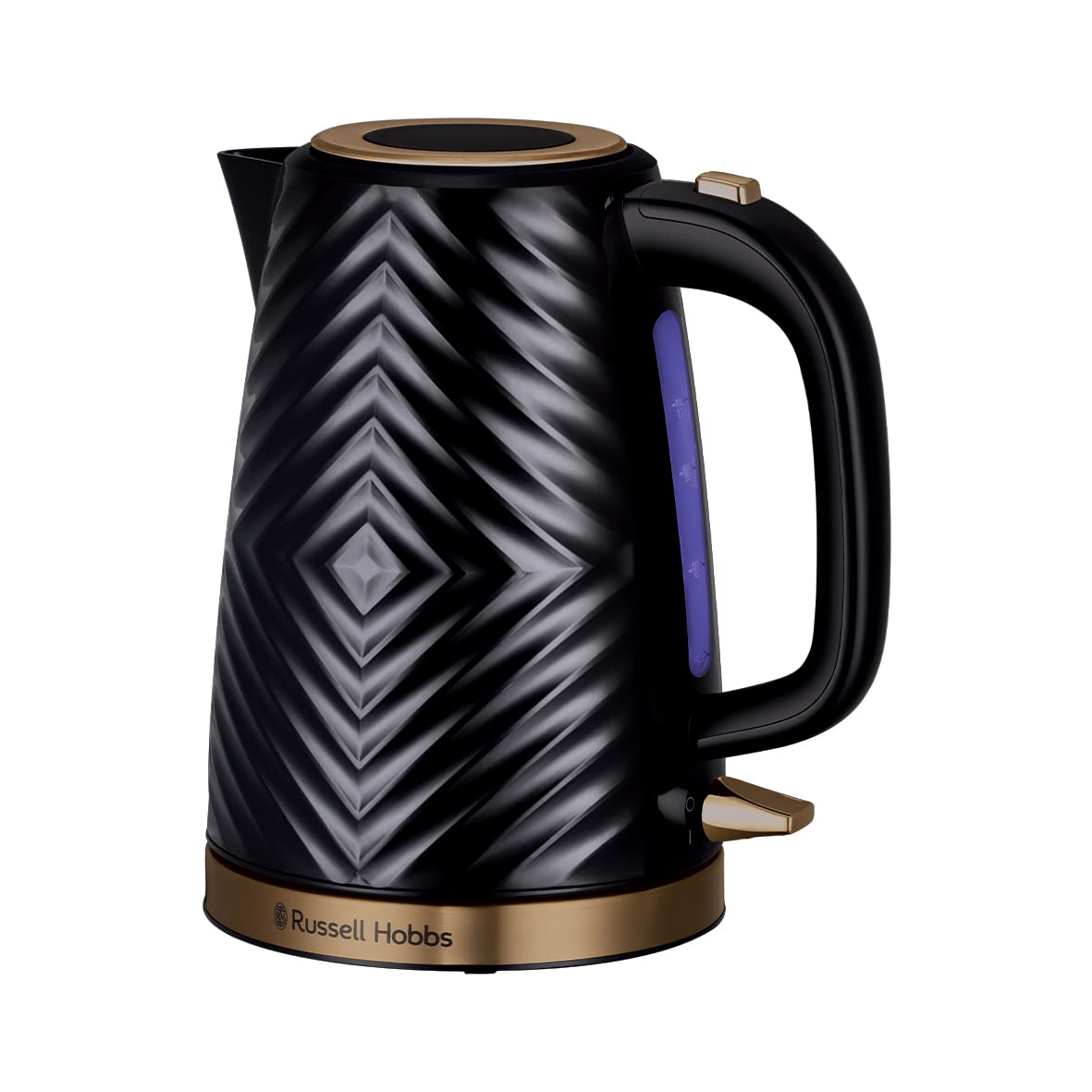 Russell Hobbs Groove Electric Kettle, 1.7L, Fast Boil, Black, 26380 | Textured P