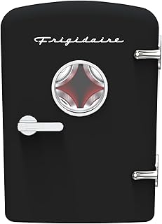 Frigidaire Retro 9-Can Mini Personal Fridge Portable Cooler, 11.8" D x 7.1" W x 10.1" H, Black