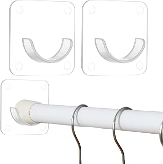 Self Adhesive Shower Curtain Rod Holder, Curtain Rod Bracket, No Drilling, Wall Mount Holder, Shower Rod Retainer Pack of 2