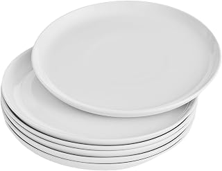 WishDeco White Dinner Plates Set of 6, Porcelain Plates 23 cm / 9 inch