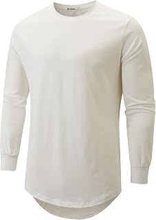 KLIEGOU Men's 100% Cotton Longline T-Shirt, Pre-Shrunk Soft