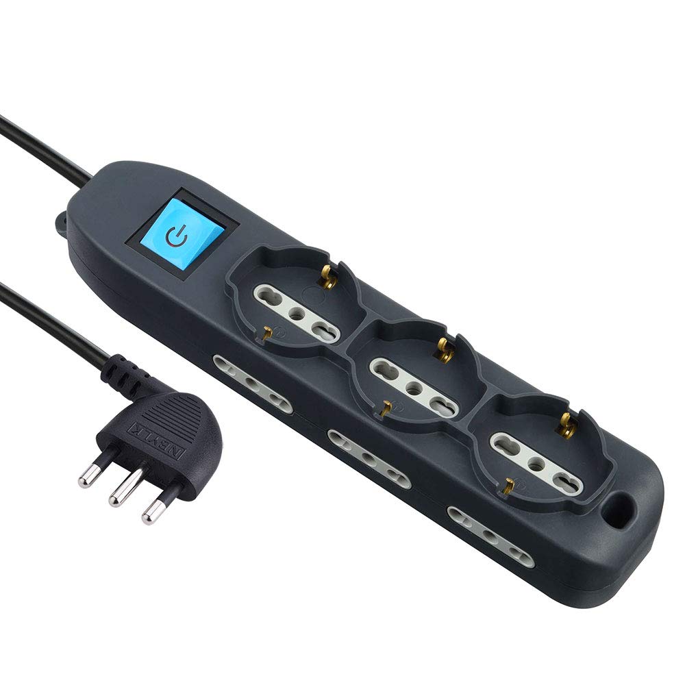 Electraline 62019 Power Strip 9 Seater 3 Multipurpose Schuko 10/16A + 6 Bivalent