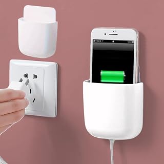 Punch Free Phone Holder Wall Mount Bracket Remote Control Storage Box Home Storage Box (White)