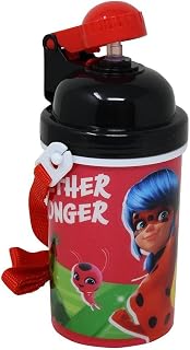 Zak Designs Miraculous LadyBug One Touch Water Bottle with Built in Straw Reusable - BPA Free Approved, Easy to Clean (Miraculous Canteen 16oz)