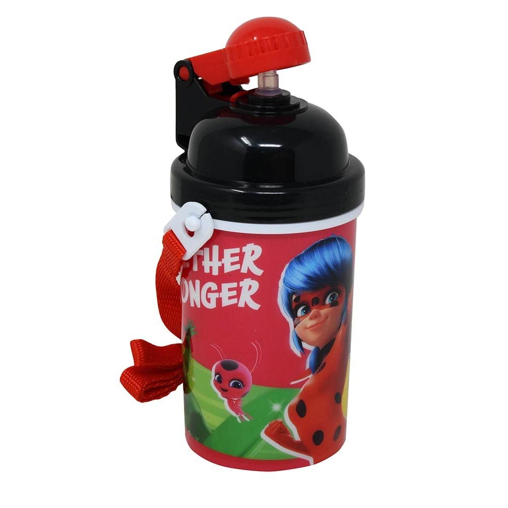 Zak Designs Miraculous LadyBug One Touch Water Bottle with Built in Straw Reusab