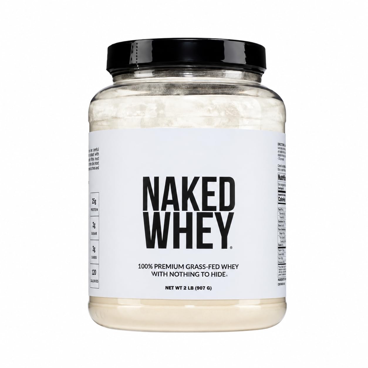 NAKED Whey 2LB 100% Grass Fed Whey Protein Powder - Only 1 Ingredient, Unflavore