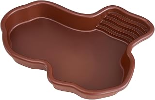 GEUGECY Large Reptile Bathing Pool | Turtle Bath with Ramp | Reptile Water Bath Bowl | Reptile Water Bowl | Large Snake Water Bowl for Tortoise Chameleon Hamster Scorpion Gecko