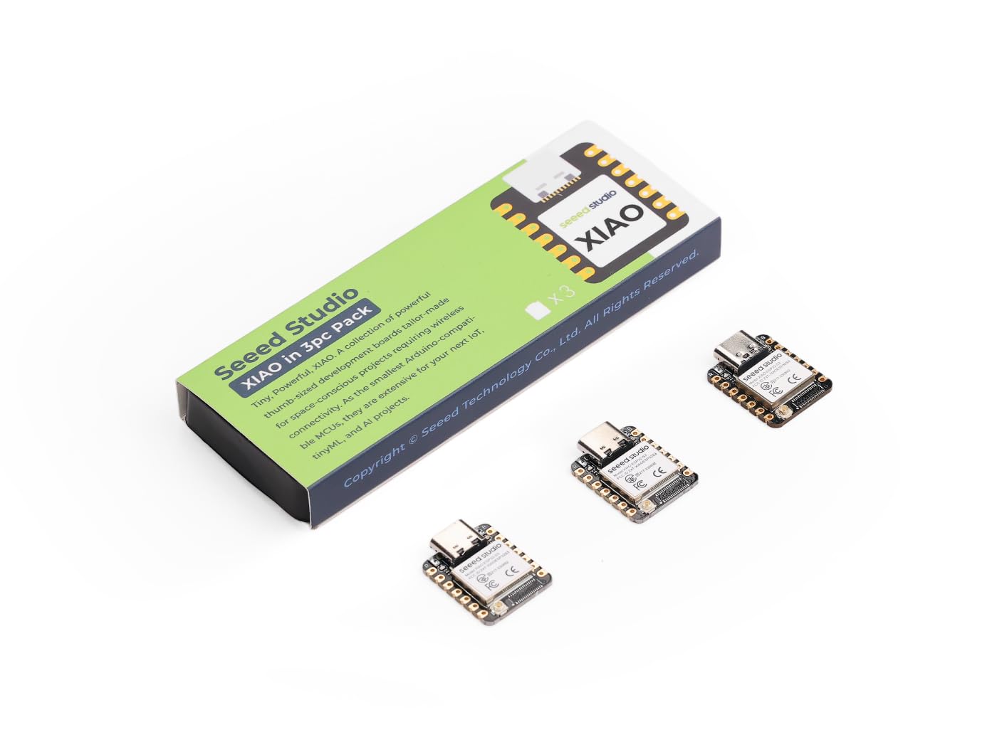 XIAO ESP32S3 3PCS Pack- 2.4GHz WiFi, BLE 5.0, 8MB PSRAM, 8MB Flash, Dual-core, B