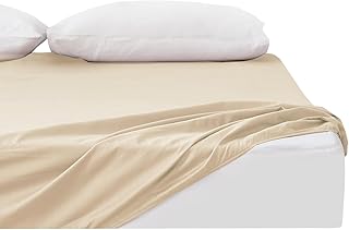 Kumori 100% Cotton Fitted Sheet, No Pilling, Queen, Gentle on the Skin, Absorbent, Quick Drying, Durable, Washable, All Seasons, Fits Bed/Mattress/Futons, Mattress Cover, Bed Sheet, 63.0 x 78.7 inches (160 x 200 cm), Khaki