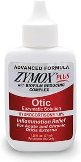 Zymox Advanced Formula Otic Plus Enzymatic Ear Solution for Dogs and Cats | with 1% Hydrocortisone, 1.25oz