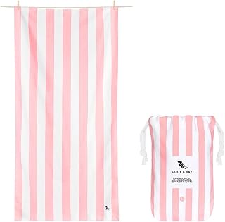 Dock & Bay Quick Dry Beach Towel - Cabana - Light Pink, Extra Large | Sand-Resistant, Includes Travel Bag, Lightweight & Compact, 100% Recycled DryQ Fabric, Extra Large (200x90cm, 78x35")