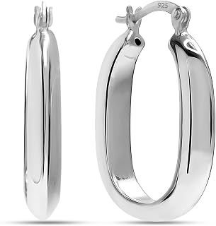 LeCalla Sterling Silver Hoop Earrings for Women | Lightweight Silver Chunky Hoop Earrings | Handmade Electroform Hollow Italian Design Click-Top Earrings Hoop