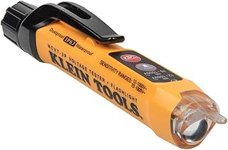 Klein Tools NCVT3P Dual Range NCVT Pen, 12-1000V AC with Flashlight | Non-Contact Voltage Tester Pen with Flashlight Features Audible and Flashing LED Alarms, Pocket Clip