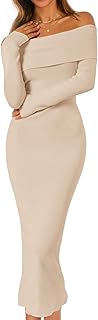 Merokeety Women's Long Sleeve Pullover Sweater Dress Modern