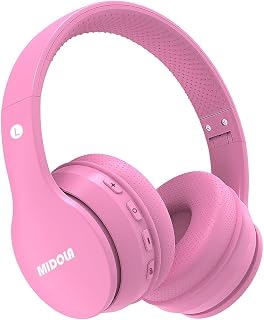 Kids Bluetooth Headphones Wireless 68 Hours,Safe Volume Limit 85/94dB Pink | Built-in Mic,Adjustable Headband Foldable Lightweight for Toddler School Girls Boys,Stereo Sound,Wired by Aux 3.5mm