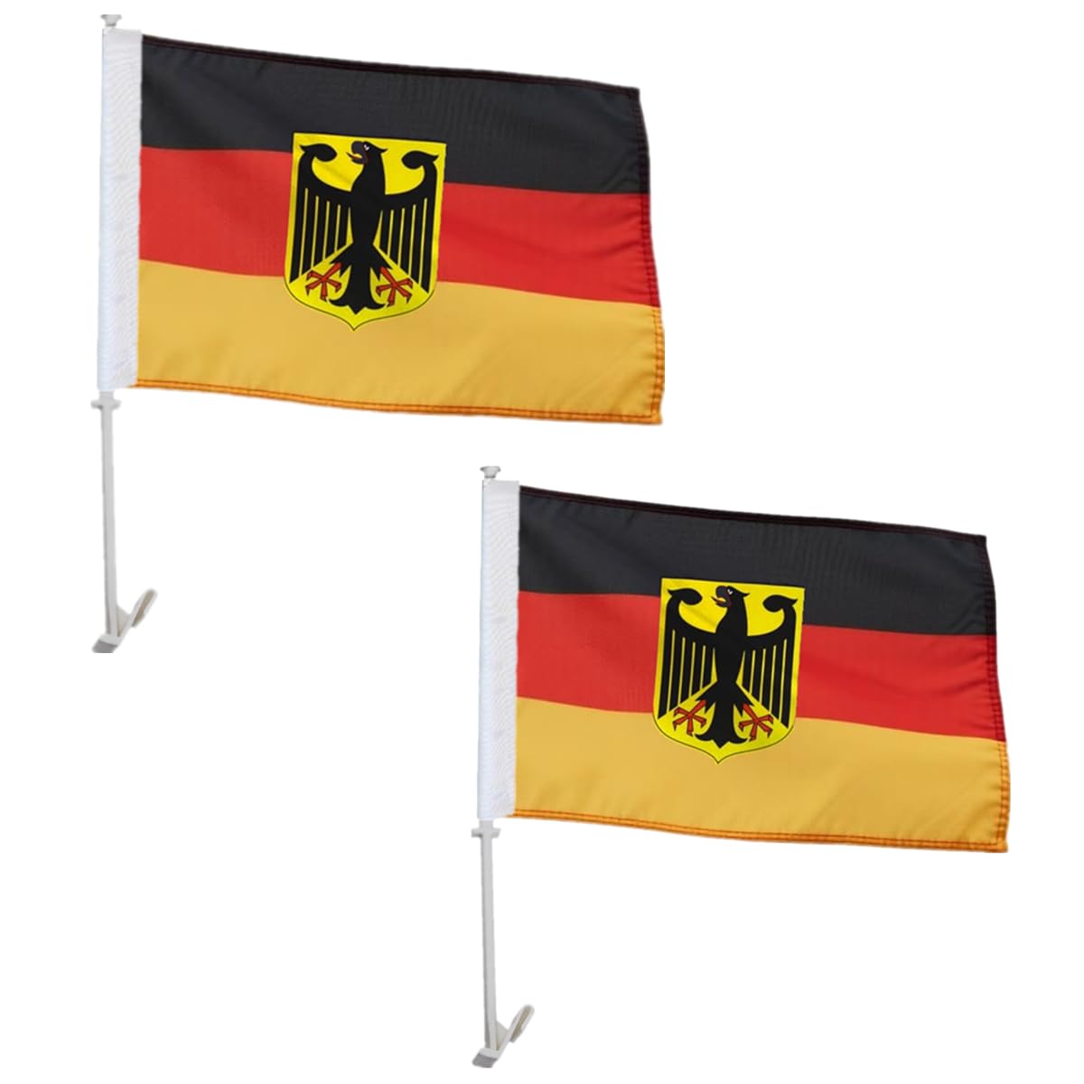 2 Pack German State Ensign Car Flags 11" x 17" with Flagpole Mount,Premium 200D 