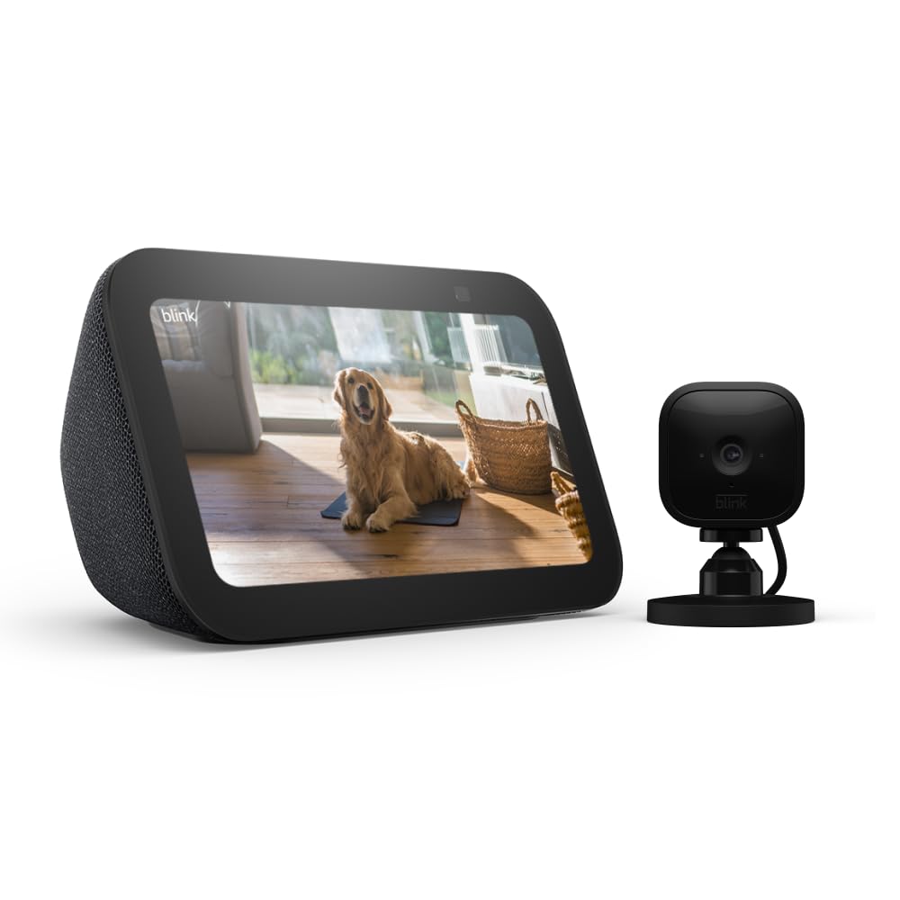 Amazon Echo Show 5 (newest model) with Blink Mini, Designed for Alexa+, Charcoal