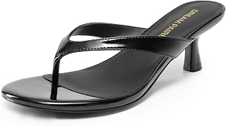 DREAM PAIRS Tongs à talon bas avec lanière, chaussures d'été élégantes à enfiler pour femme